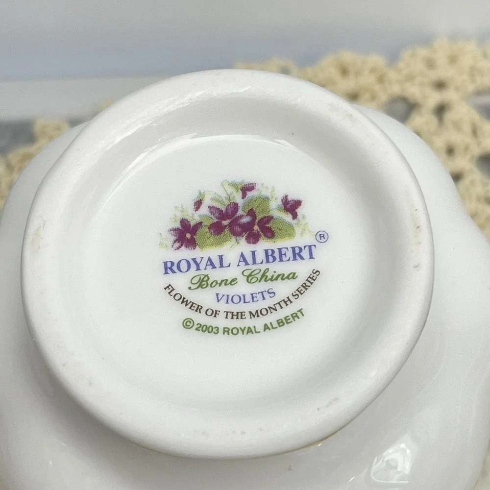 Royal Albert Flower Of The Month February Tea Cup & Saucer Gold Gilding Set Of 4